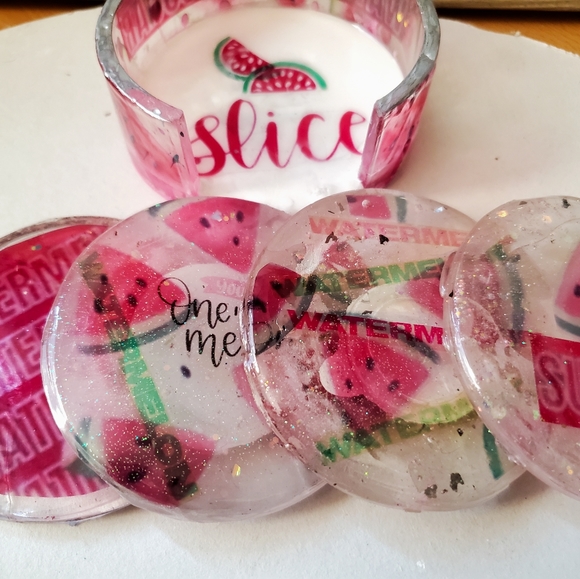 Watermelon Sugar resin coasters - Picture 1 of 5